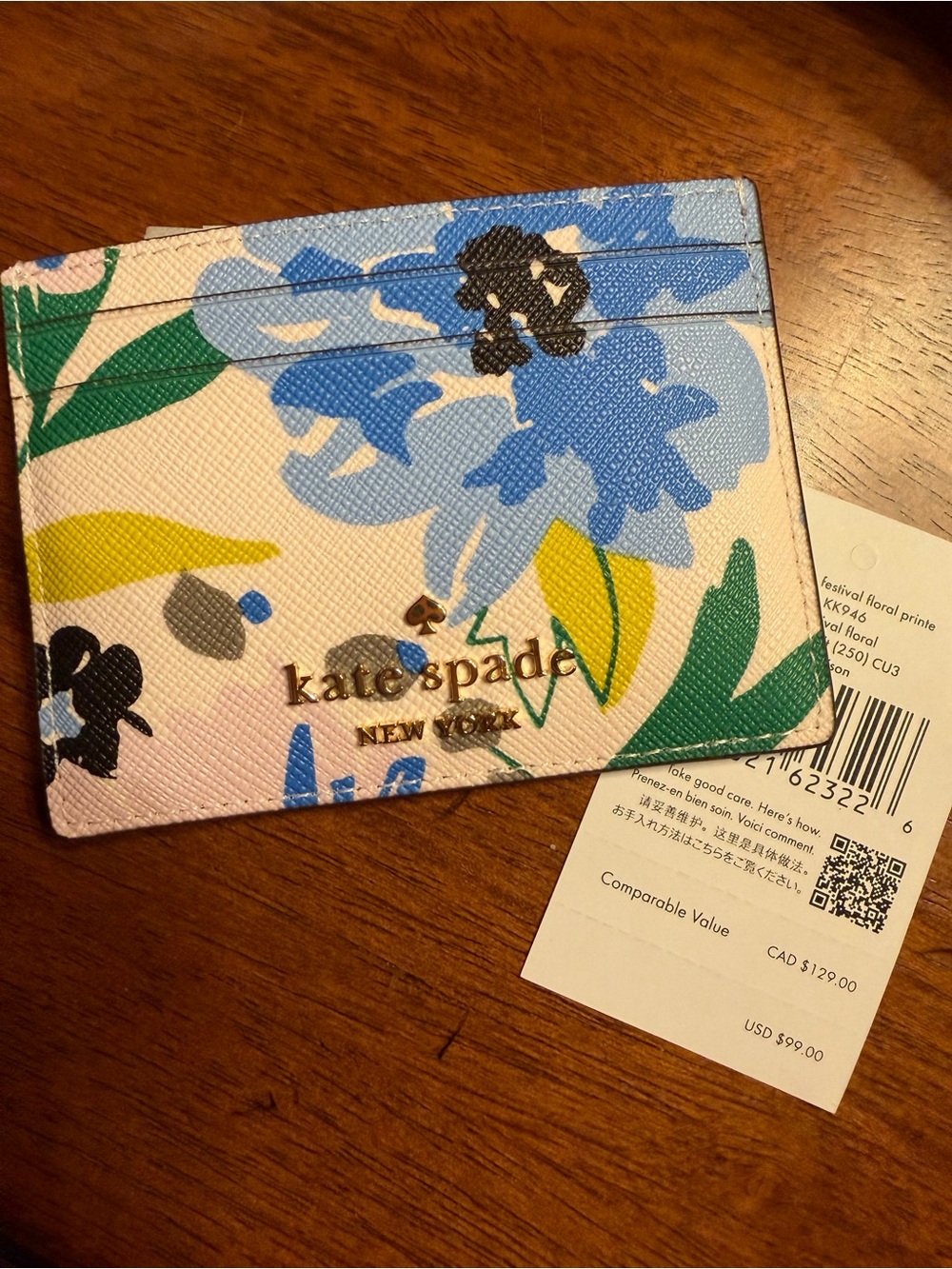 kate spade NEW Pink Canvas Floral Crossbody Bag & Cardholder - Blue Floral $358 - Picture 14 of 14